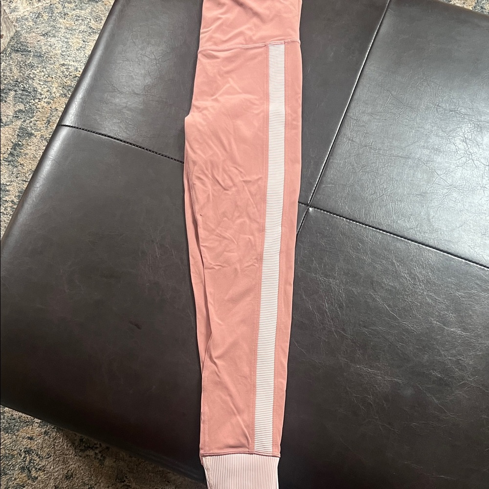 Athleta Pink Leggings with White Stripe
